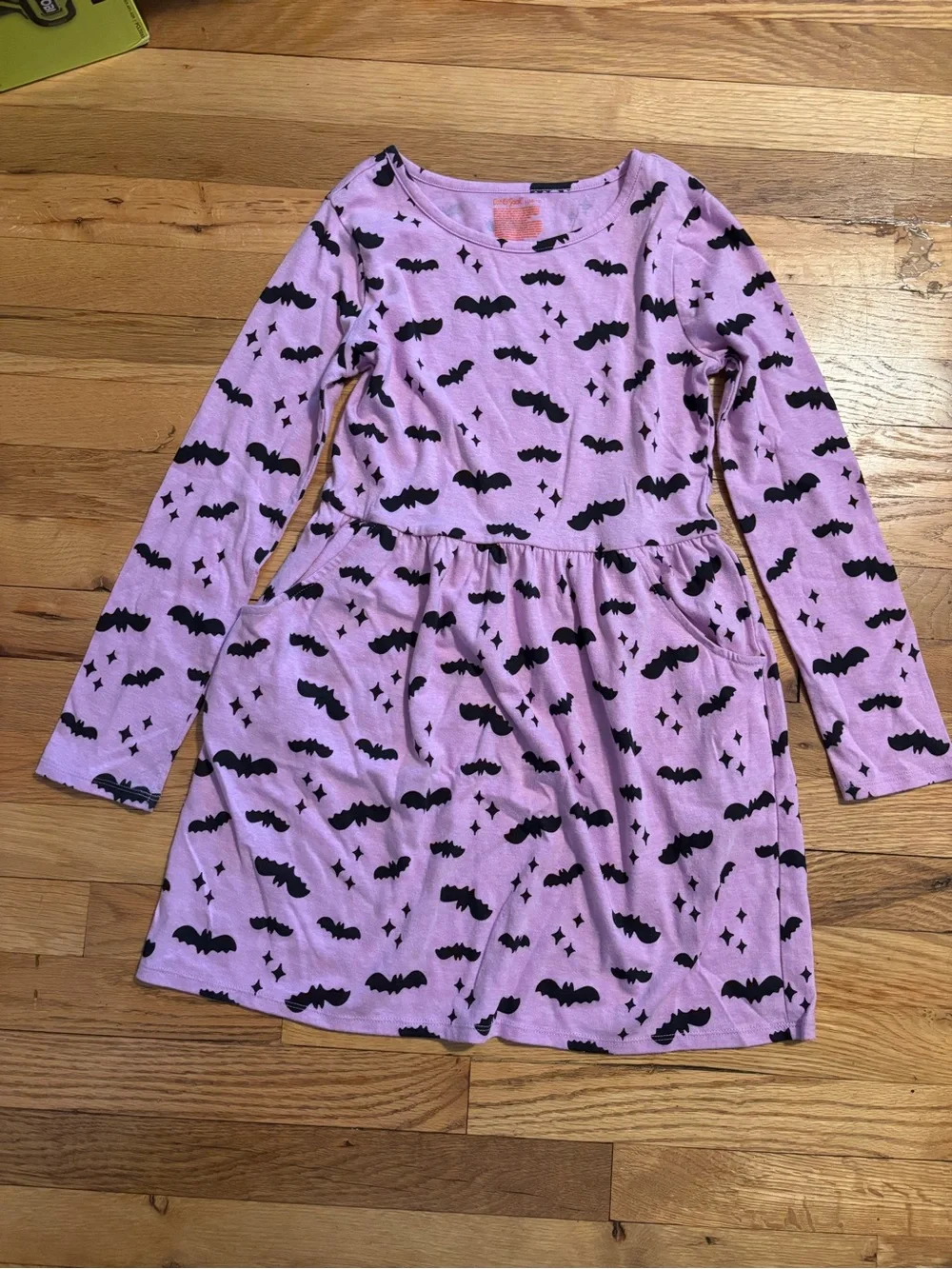 Cat & Jack Pink Long-Sleeve Bat Print Dress